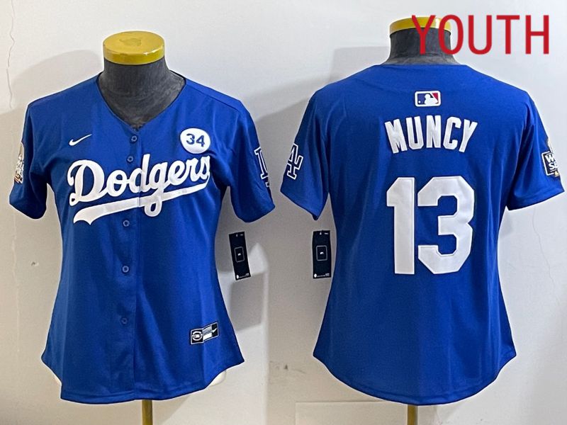 Youth Los Angeles Dodgers #13 Muncy Blue Game 2024 Nike MLB Jersey style 1121->youth mlb jersey->Youth Jersey
